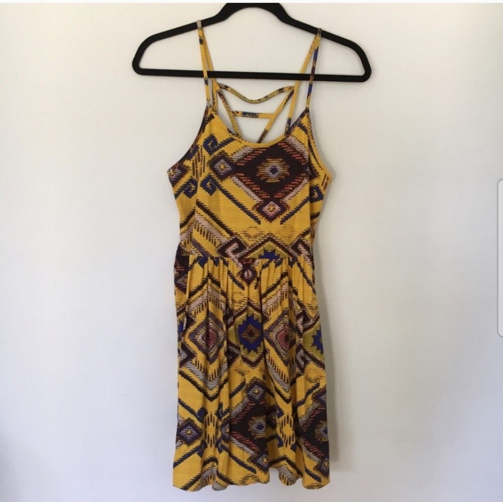 Xhilaration Yellow Tribal Print Dress